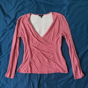 Talbots Red and White Patterned Top